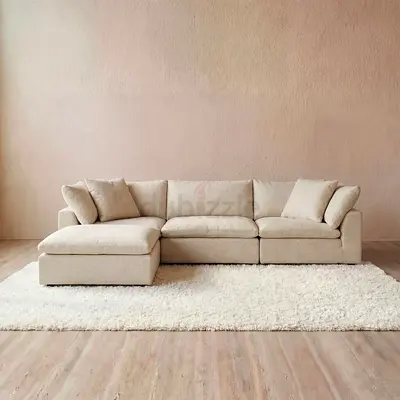 Feather Cloud Sectional Modular Beige L-shaped  Sofa with Chaise - Marina home
