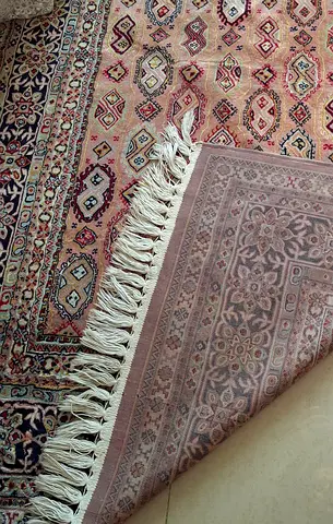 Used Persian-style area rug with fringe - good condition