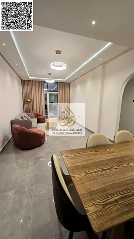 Two-bedroom apartment with a living room, two bathrooms, and a balcony | First occupancy and one of the most beautiful apartments in Ajman | Two bedro