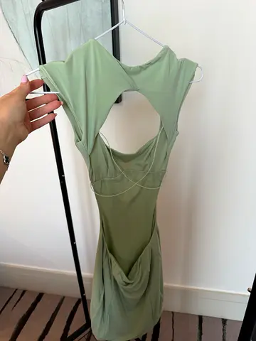 Light Green Bodycon Mini Dress with Cutouts - Size Unknown