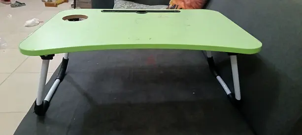 Portable folding laptop/bed tray table with cup holder