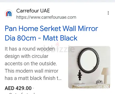 Round Matt Black Wall Mirror (80 cm) like New