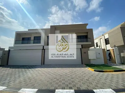 Modern villa for rent in Sharjah Al Hoshi with 6000 sqft 5 master bedrooms balconies luxury finishing and spacious layout