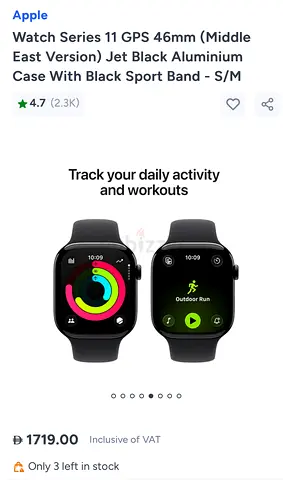 Apple Watch Series 11 GPS 46mm Jet Black Aluminium with Black Sport Band - S/M