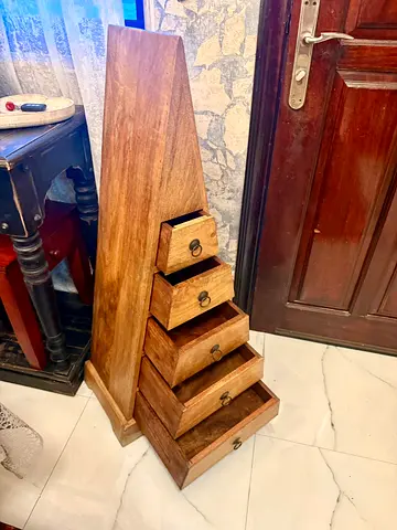 Handmade Pyramid Wooden Drawer Chest — 5-Tier Narrow Storage