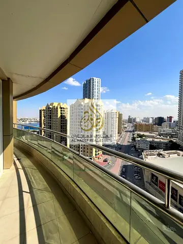 Two bedrooms, a living room, three bathrooms, and three balconies with city and creek views, plus built-in wardrobes in the bedrooms, all at the lowes