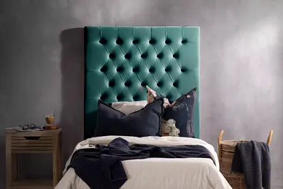 Plush Tufted Emerald Green Upholstered Headboard - Single/ Fit