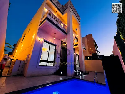 Luxury classic villa for sale in Al Yasmin with a private pool, master bedrooms, and an outdoor roo