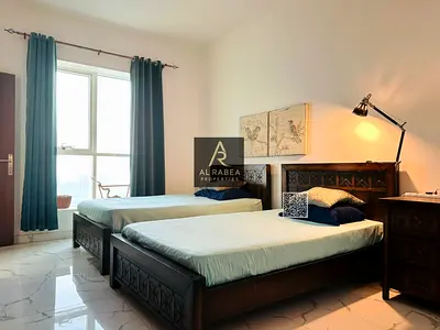 غرفة وصالة مفروشة للإيجار في الواحة تاور – إطلالة على الخور – باركن