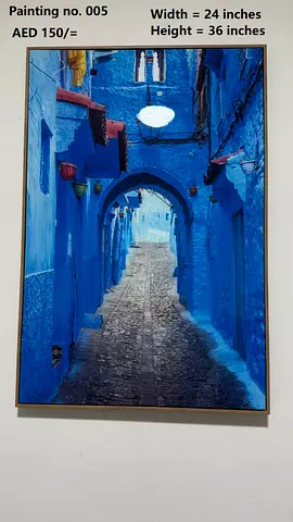 Blue Alleyway Framed Wall Painting - 24x36 inches