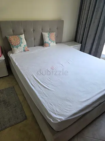 Modern Upholstered Bed Frame with Tufted Headboard Silver Grey with Orthopaedic Mattress