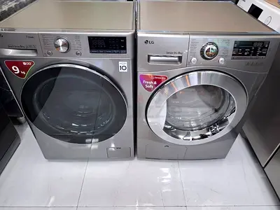LG Matching Front Load Washer and Dryer Set - 9kg Washer (Silver)