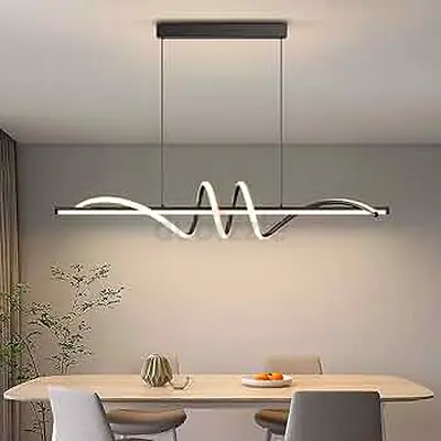 Modern Wave LED Pendant Light — Suspended Dining Room Fixture
