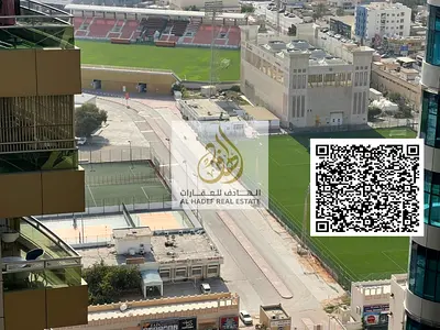 For rent in Al Rashidiya 1, Horizon Towers: a separate one-bedroom apartment with a living room, two bathrooms, a balcony, and a built-in wardrobe. Ve