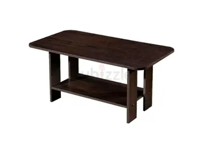 Solid Wood Coffee Table with Lower Shelf - Dark Brown