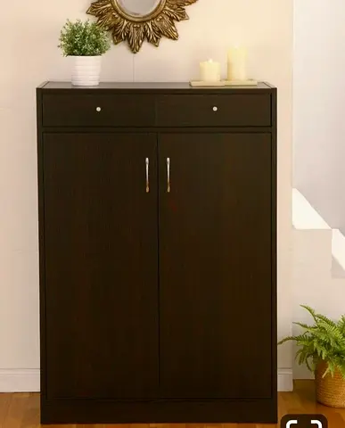Dark Wood Shoe Cabinet / Hallway Storage Cupboard - Good Condition