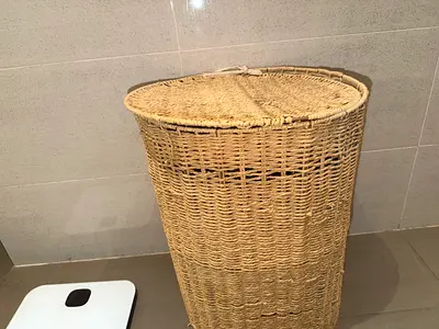 Handwoven Rattan Laundry Basket with Lid -2 pieces 150 aed