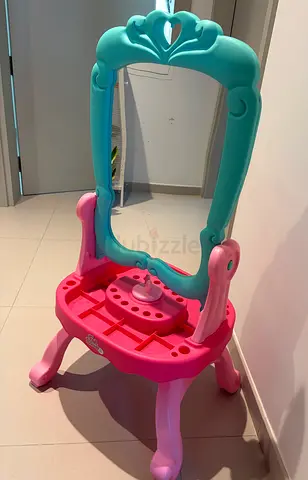 Kids Play Vanity Mirror with Storage - Pink  Turquoise