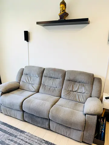 3 seater Sofa with dual Recliner - Gray Fabric