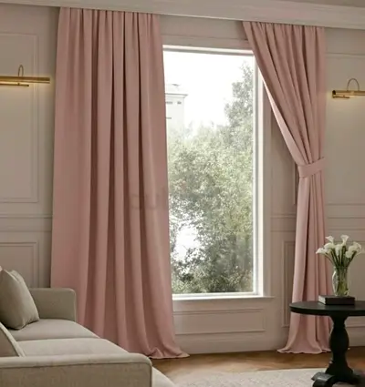 Soft Pink Full-Length Curtains — Pair, Ready to Hang ( Blackout Curtain 2 sets )