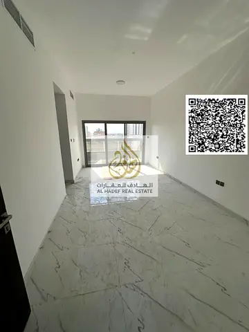 One bedroom and living room with two bathrooms and a balcony. First occupancy. Super deluxe finishing. Very spacious. Prime location in Al Jurf 3, clo