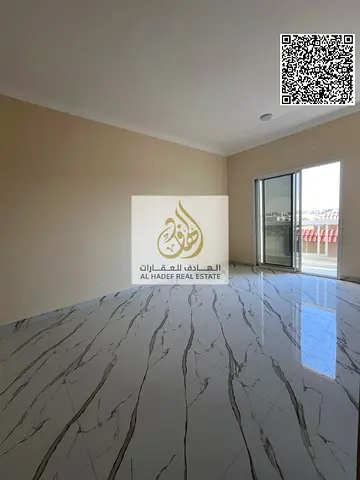 Two bedrooms, a living room, three bathrooms, and a balcony. Second tenant. Excellent finishing. Located in Al Muwaihat 3, close to Sheikh Mohammed Bi