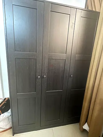 Dark Wood 3-Door Wardrobe / Armoire - Good Condition