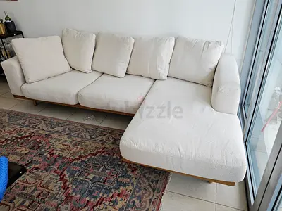 West Elm L Shape Sofa Beige Excellent Condition