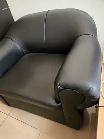 Modern Black Faux Leather Armchair