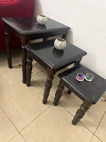 Classic Dark Wood Nesting Tables Set of 3