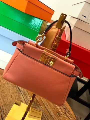 Fendi Rose Peach Nano Peekaboo Bag