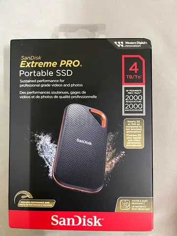 SanDisk 4 TB Extreme PRO Portable SSD V2 Gen Type c, upto 2000 Mb/s read and write SDSSDE81 4T00 G25