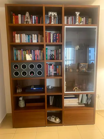 BoConcept - Large Wooden Bookcase with Glass Display Cabinet