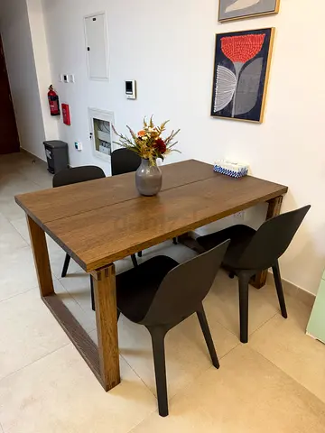 Modern Dining Table Set | Solid Wood Finish + 4 Chairs | Excellent Condition
