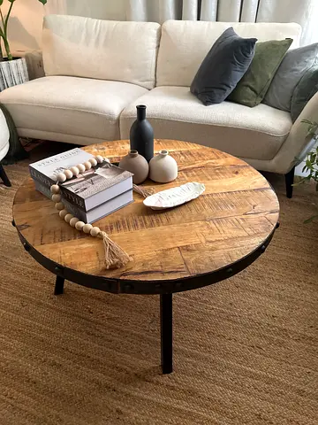 Rustic Round Wood Coffee Table
