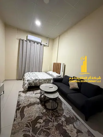 Furnished studio apartment for monthly rent in Ajman, Al Muwaihat 2 - near the German Hospital ✔️ Includes bills and internet ⚡📶 Ready to move in