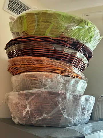 Set of Wicker Baskets and Seat Cushions - Good Condition