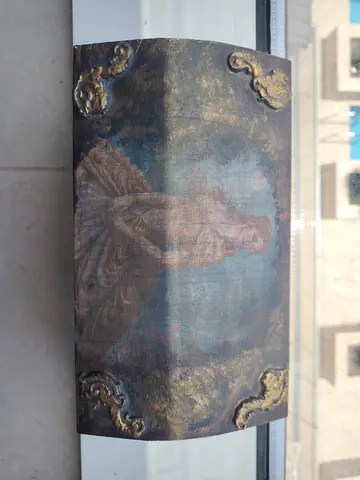 Vintage box Plaque one of a kind with gold brushed paint and fully hand made