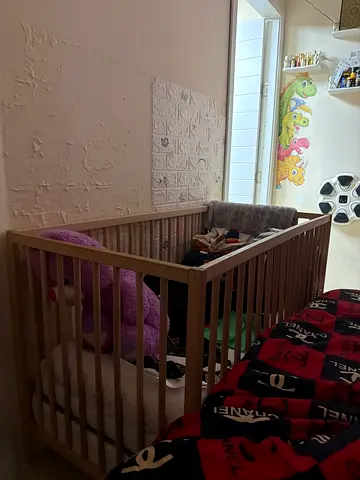 Wooden Baby Crib with Mattress - Good Condition and a baby scooter used only once