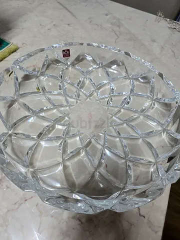 Clear Crystal Decorative Serving Bowl - Good Condition