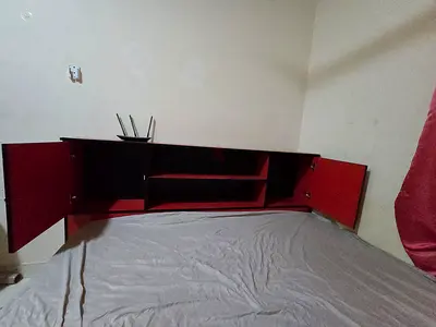 King size Bedroom Cabinet with Storage - Dark Wood Finish