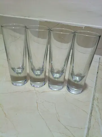 Set of 4 Clear Tall Drinking Glasses - Good Condition
