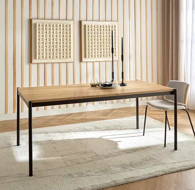 Modern Minimalist Wooden Dining Table with Metal Legs