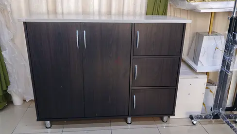 Kitchen Cabinet with Drawers and Marble Ceramics Top