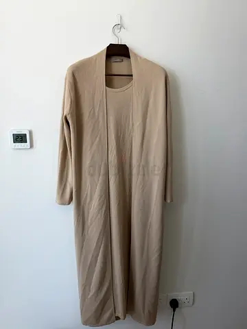 Womens Long Beige Dress and Cardigan size S. 12stories brand