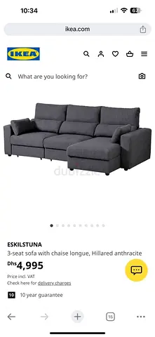 Selling brand new condition IKEA esklstuna lshape sofa bed dark grey