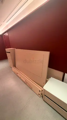 Free pickup Bed + 1 bedside tables - light wood