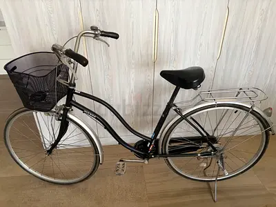 Japanese classic city/commuter bicycle with front basket and rear rack