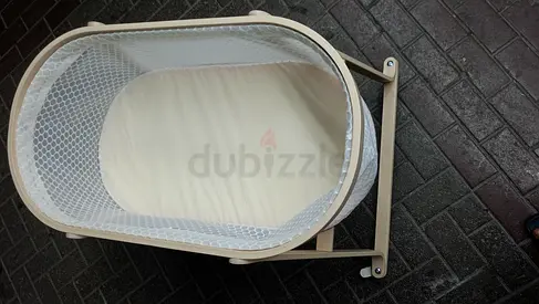 Lightweight Wooden Baby Bassinet with Mattress - Gently Used