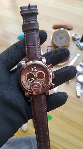 Aigner Brown PVD Coated Stainless Steel Leather Bari A37500 Mens Wristwatch 46 mm Used watch  Brown